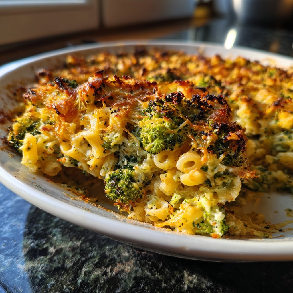 Vegetarischer Nudelauflauf mit Brokkoli