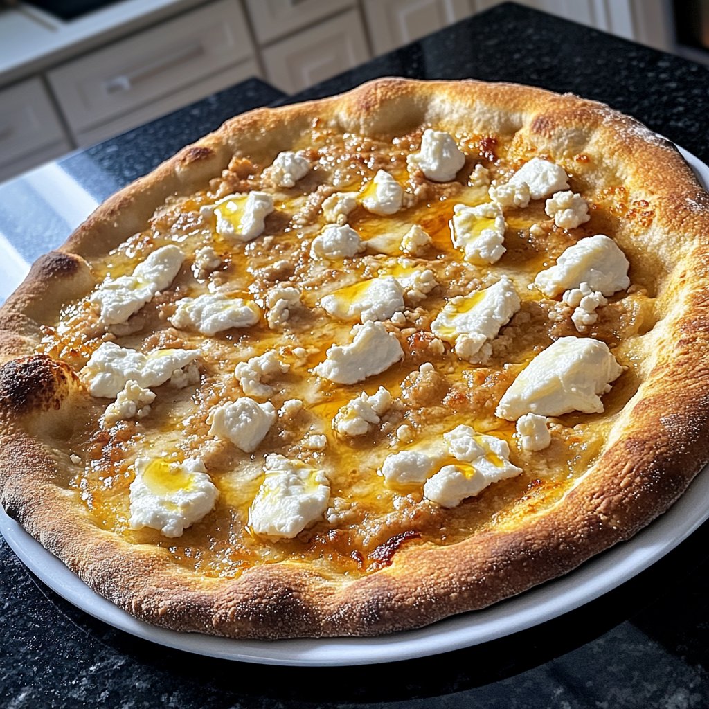 Pizza mit Ziegenkäse und Honig