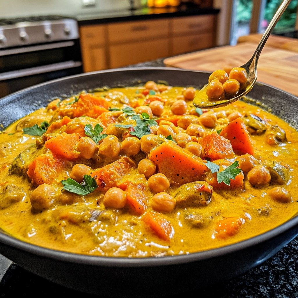 Curry mit Kürbis und Kichererbsen