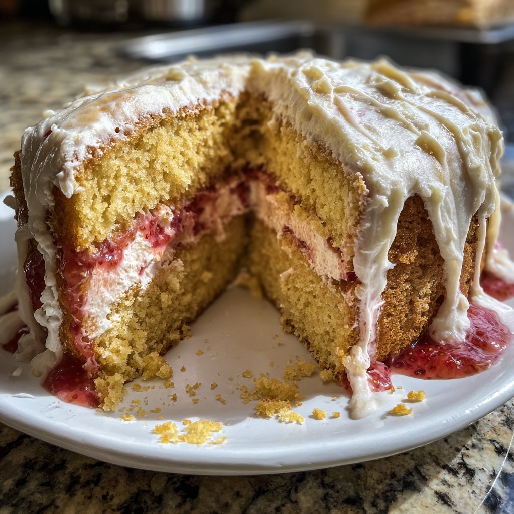 Vanillekuchen mit Erdbeerfüllung
