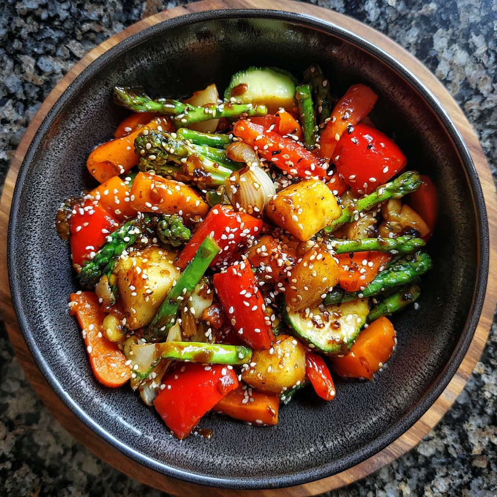 Asiatische Gemüsepfanne mit Sesam